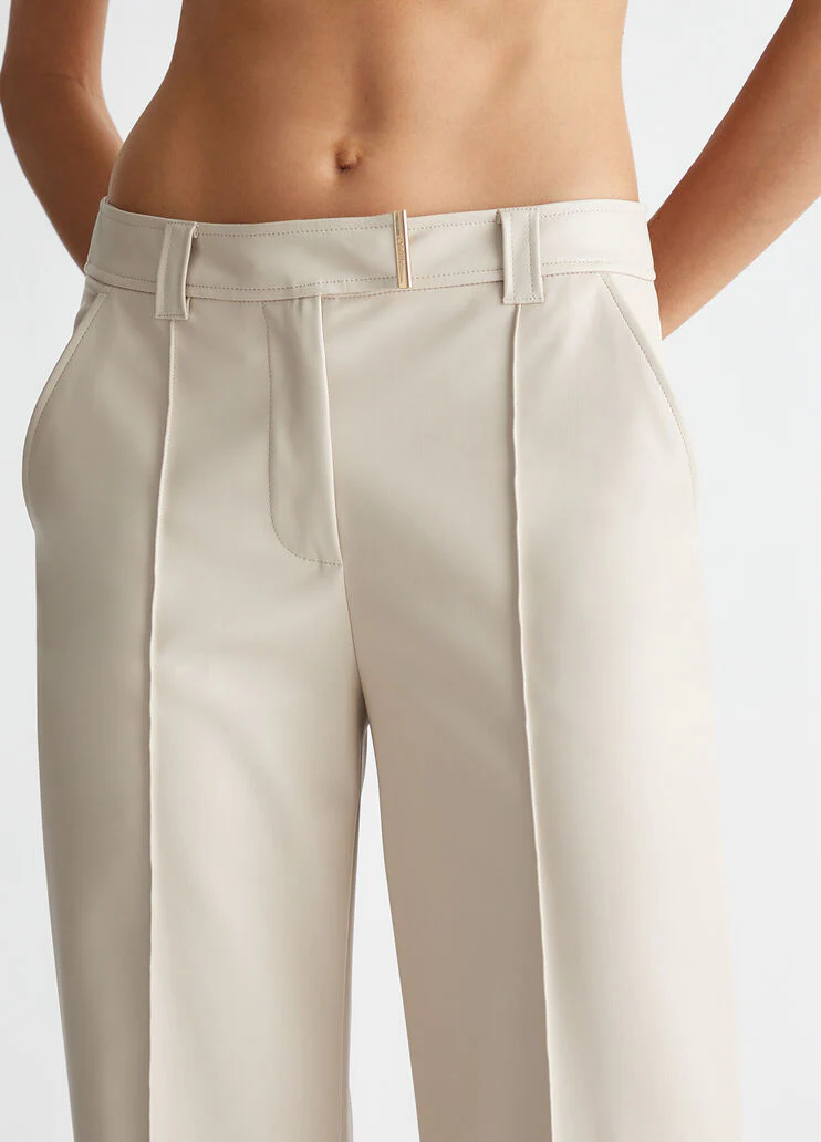 Coated fabric palazzo trousers