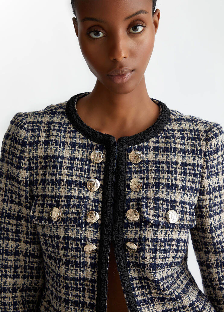 Chequered bouclé jacket