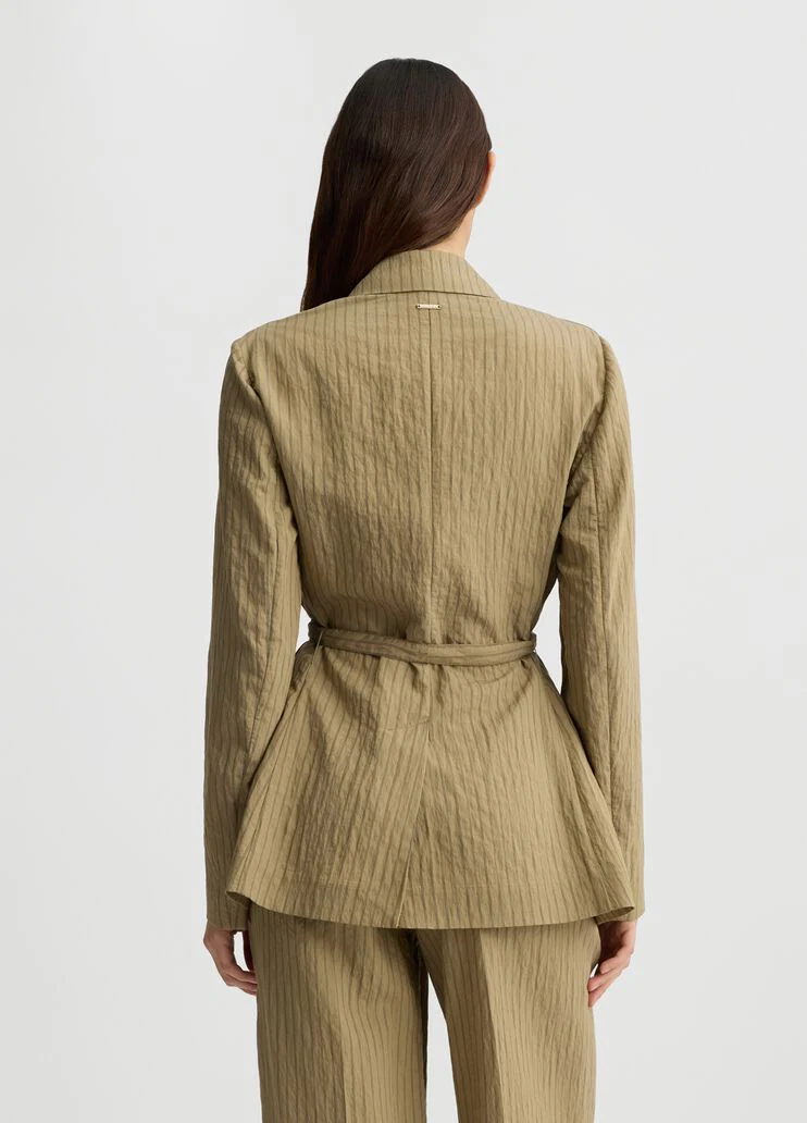 Striped blazer with belt