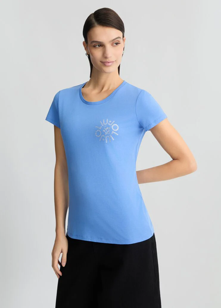 T-shirt with logo and gemstones
