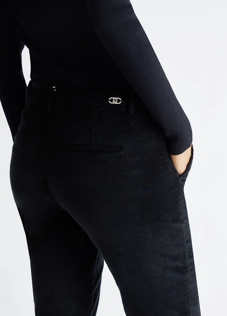 Flared velvet chinos