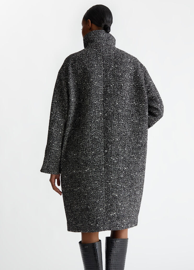 Double-breasted wool-blend bouclé coat