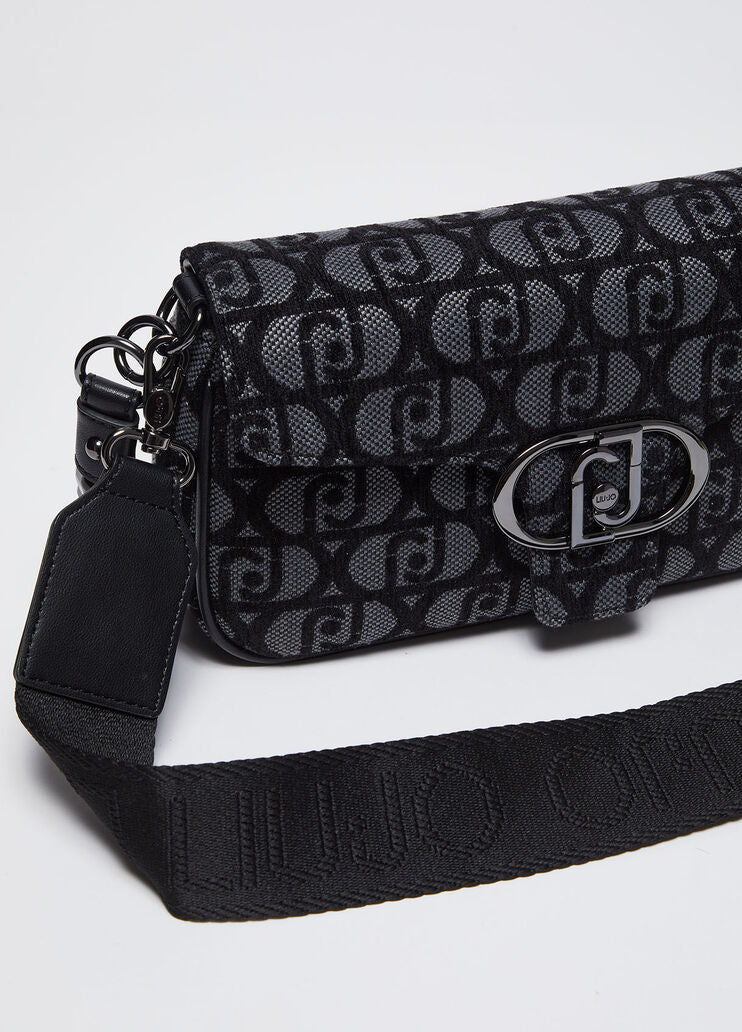 Jacquard shoulder bag with logo