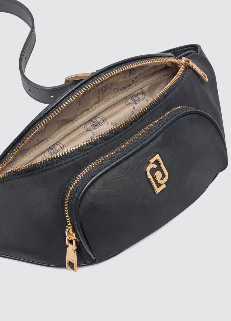 Nylon pouch bag with charm