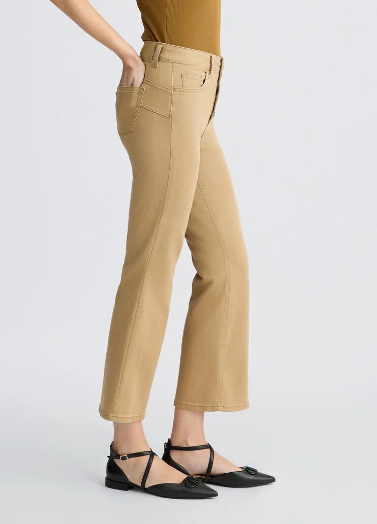 White high-rise bootcut trousers