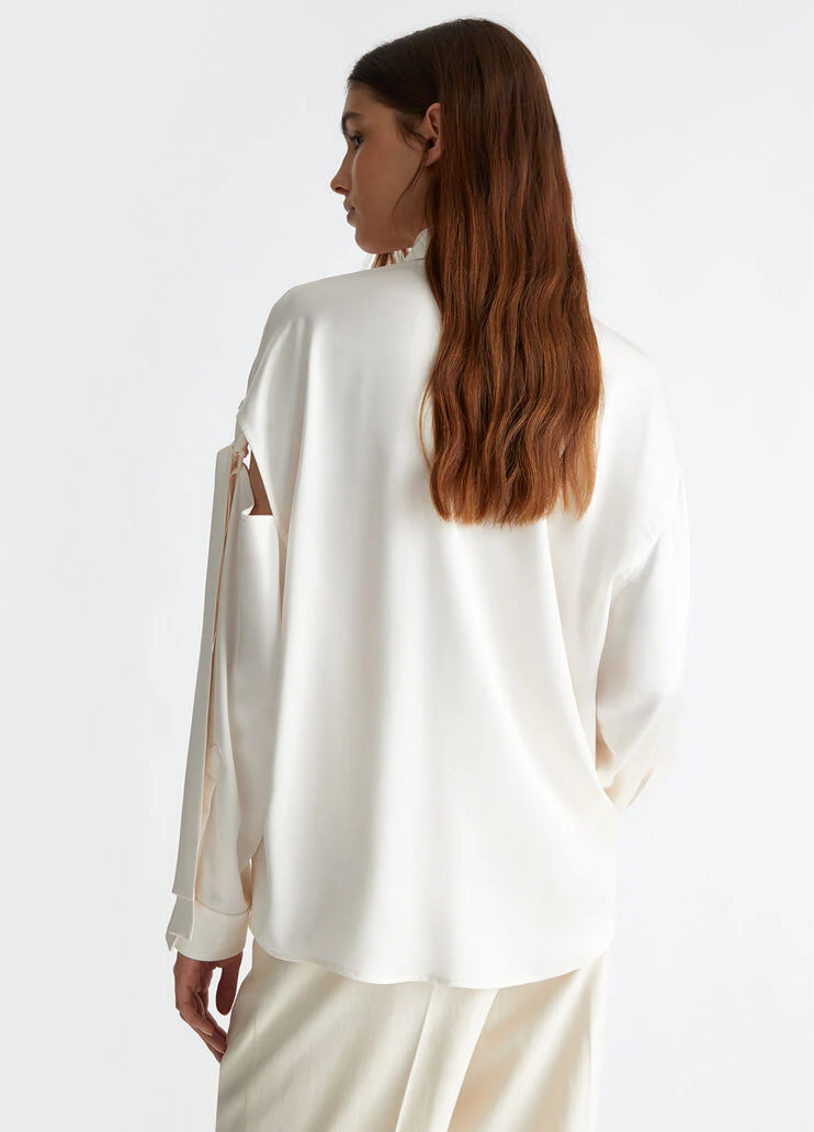 Satin shirt with bow