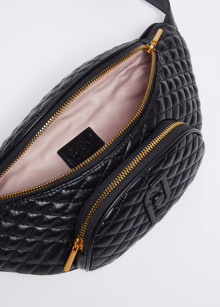 Quilted belt bag with charm