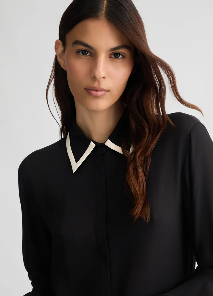 Black crepe de chine top