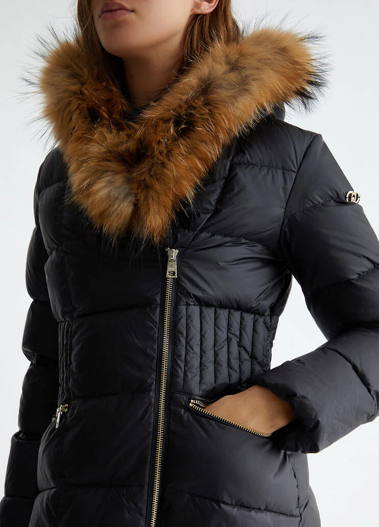 Down jacket with fur detail