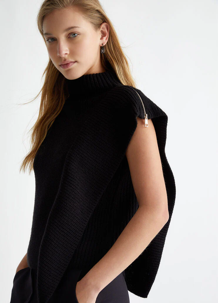 Rib-knit wool-blend sweater