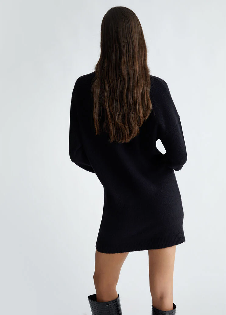 Wool-blend knit dress