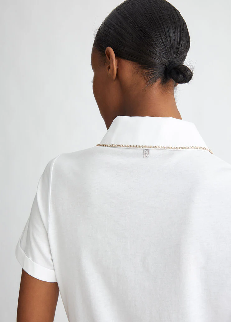 Polo shirt with rhinestones