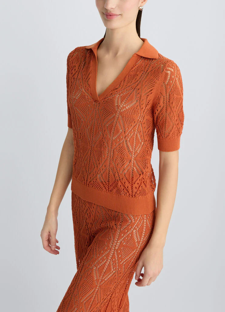 Cotton-blend crochet jumper