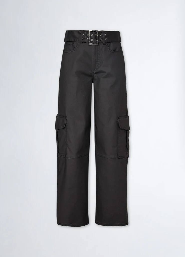 Coated fabric cargo trousers