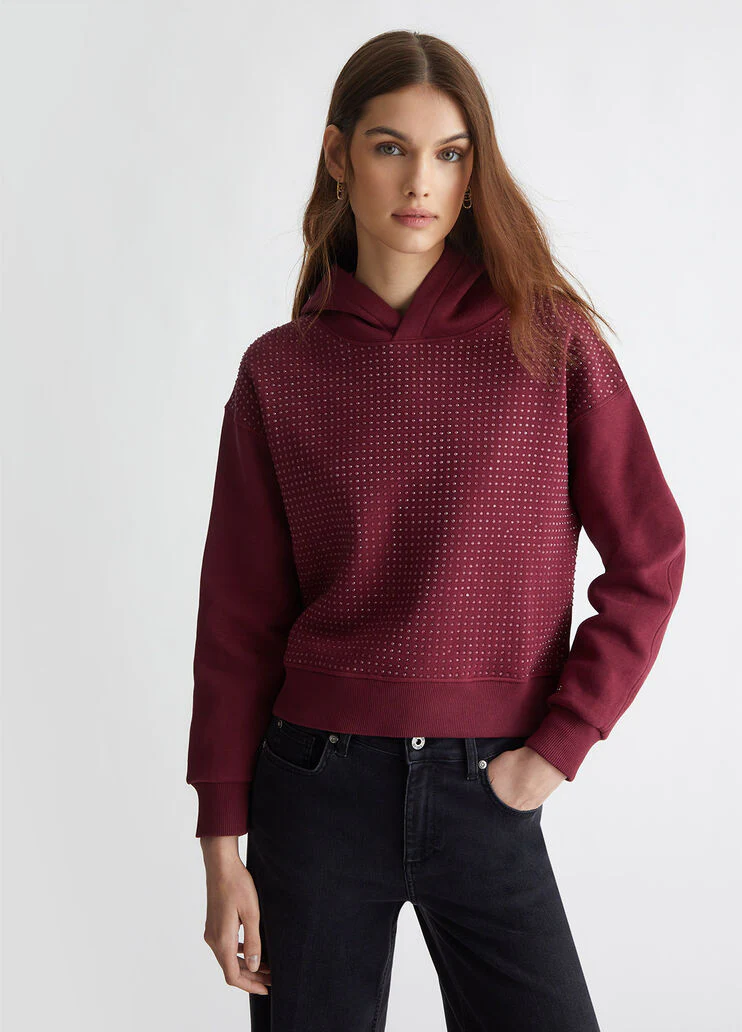 Sweatshirt with rhinestones