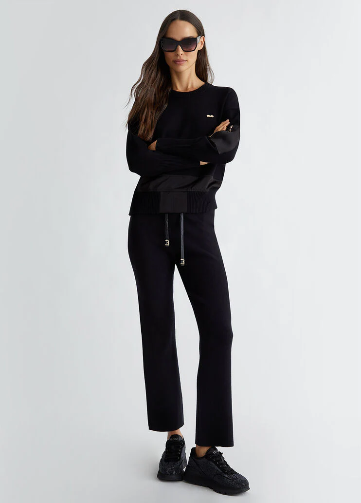 Rib-knit trousers