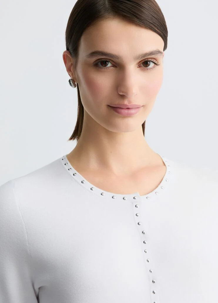 Knit jacket with studs