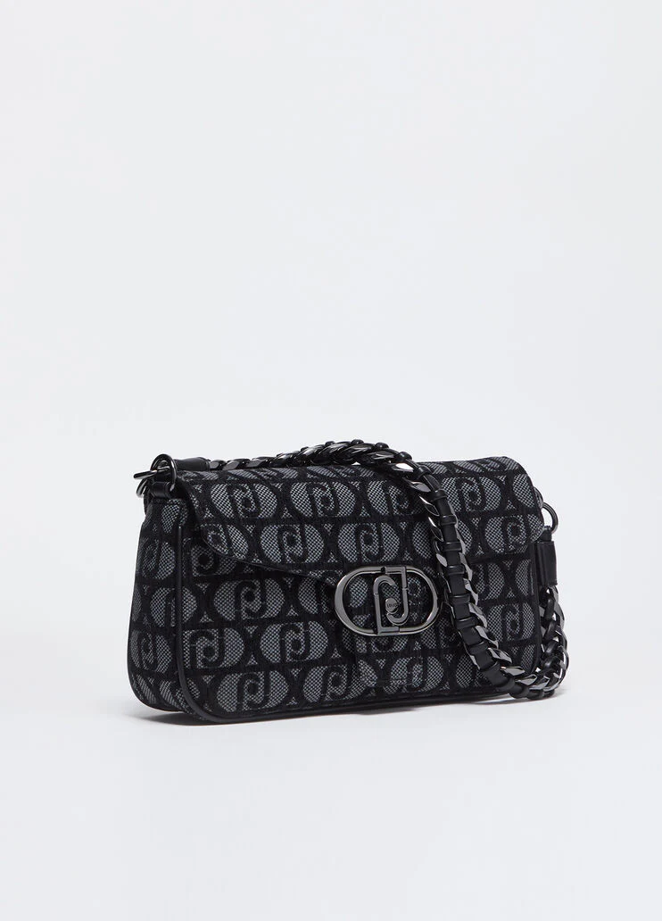 Jacquard shoulder bag with logo