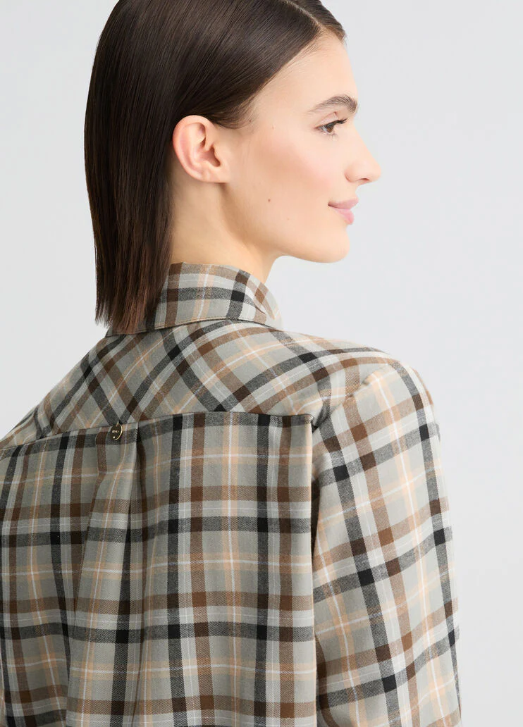 Checked shirt with bejewelled embroidery