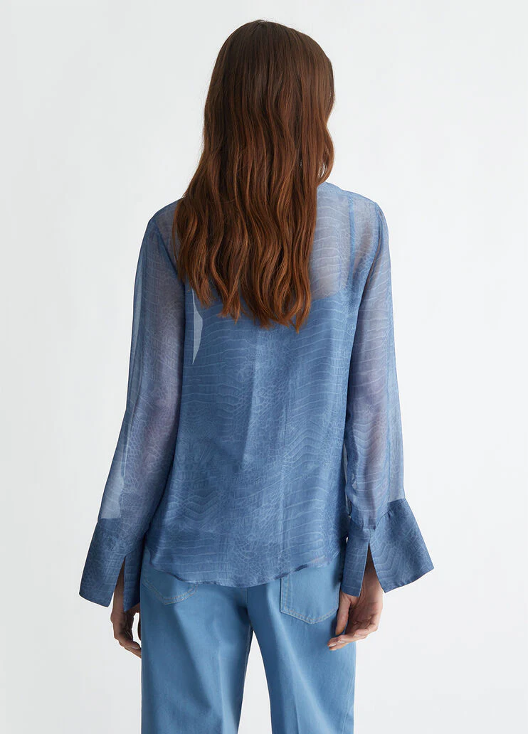 Printed silk blend blouse