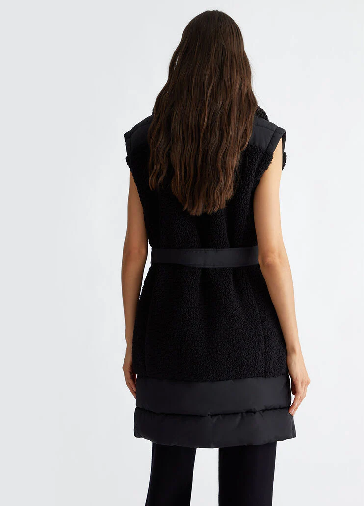 Quilted nylon and teddy jacket