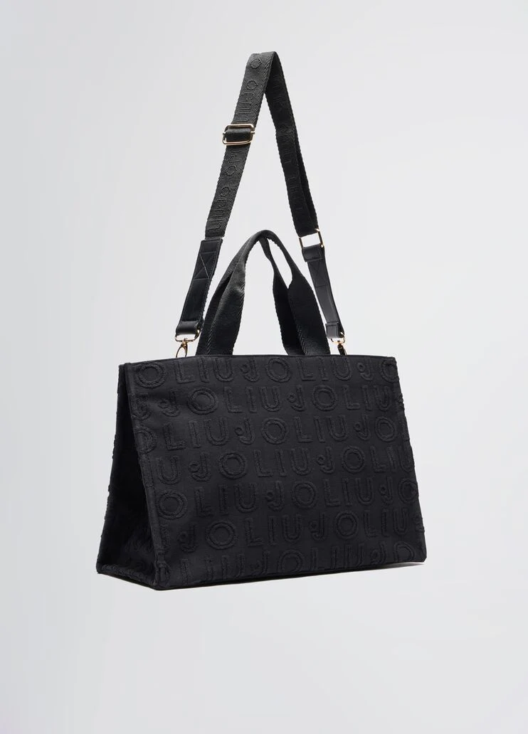 Black jacquard tote bag