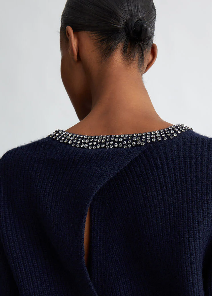 Wool sweater with gemstones