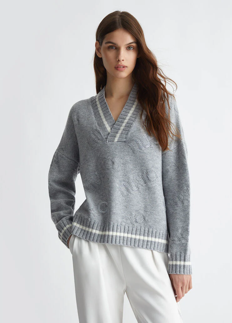 Wool-blend sweater with logo