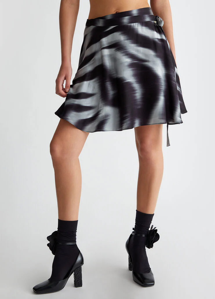 Printed satin miniskirt