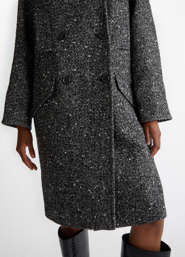 Double-breasted wool-blend bouclé coat