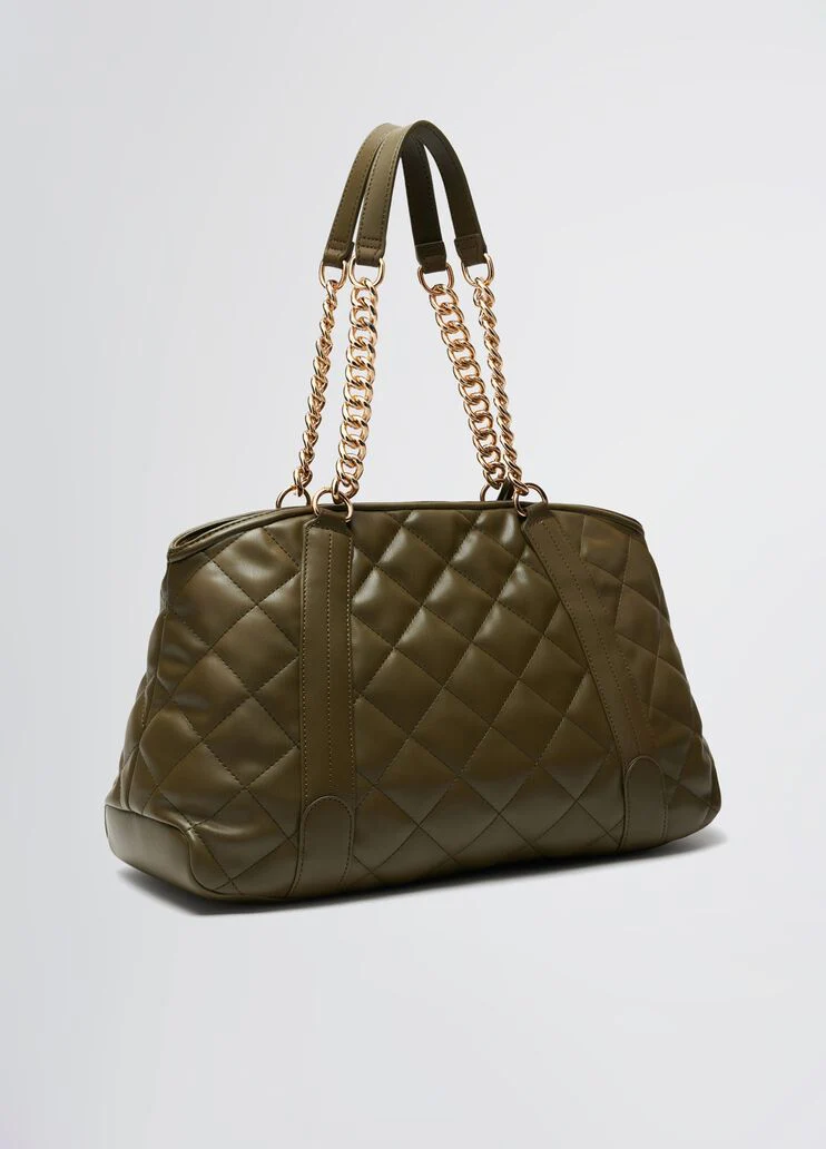 Quilted khaki green handbag