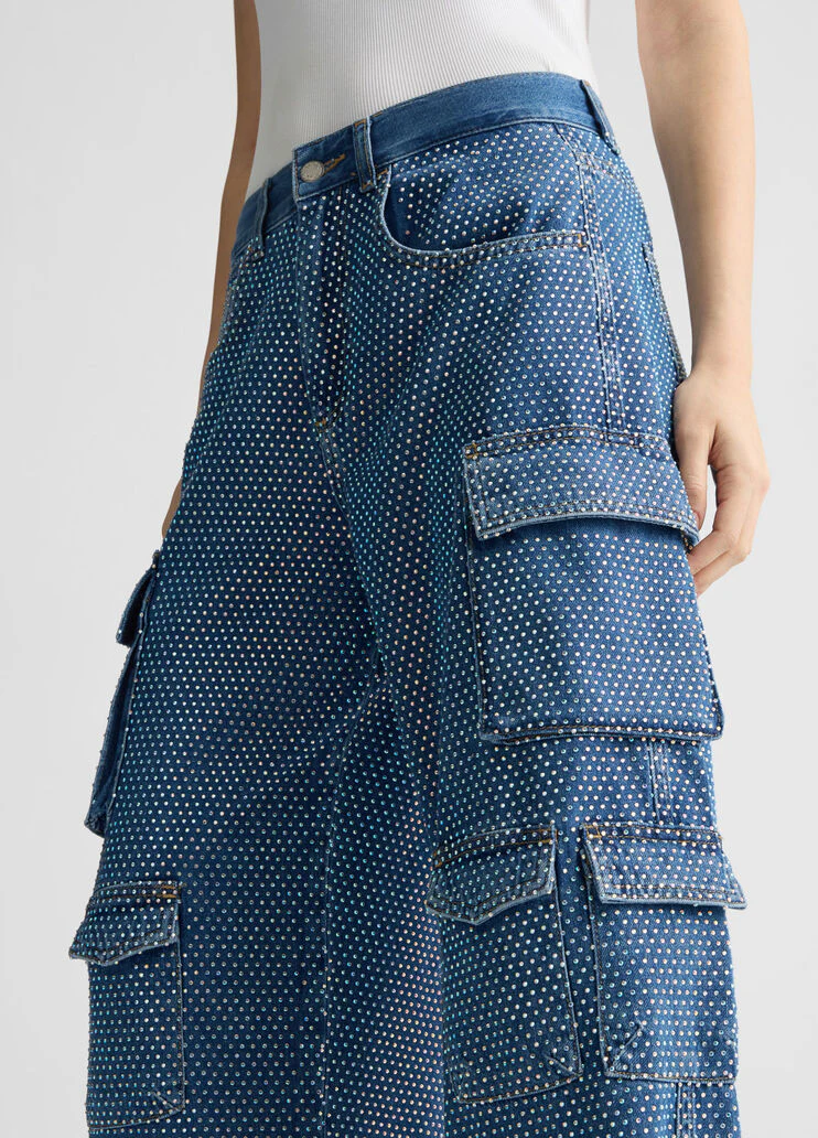 Cargo jeans with rhinestones