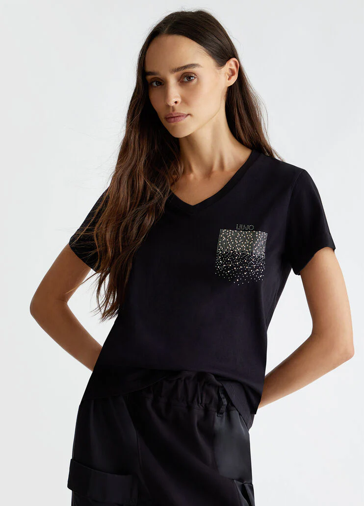 T-shirt with rhinestones