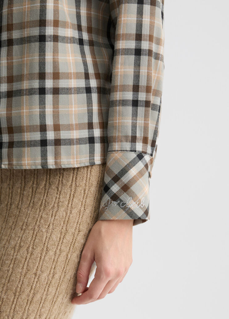 Checked shirt with bejewelled embroidery