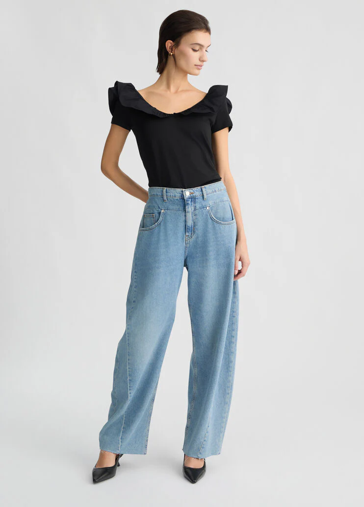 Cotton T-shirt with ruches