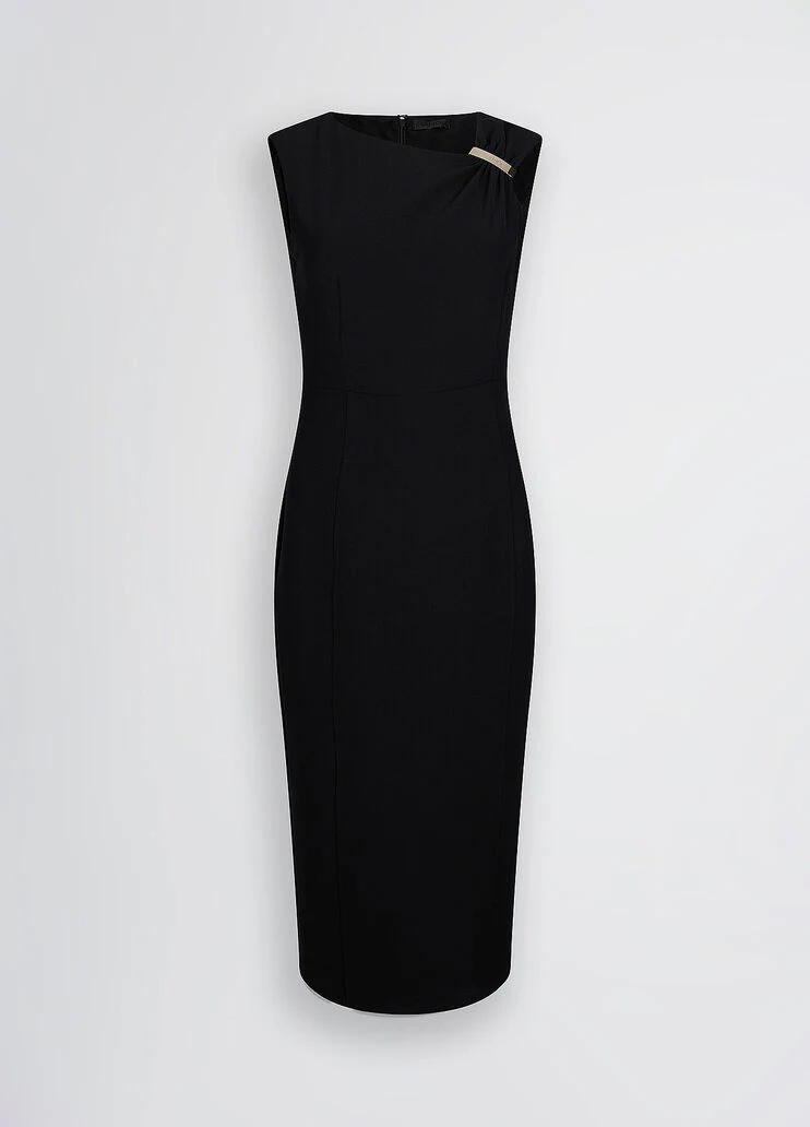 Black crepe sheath dress