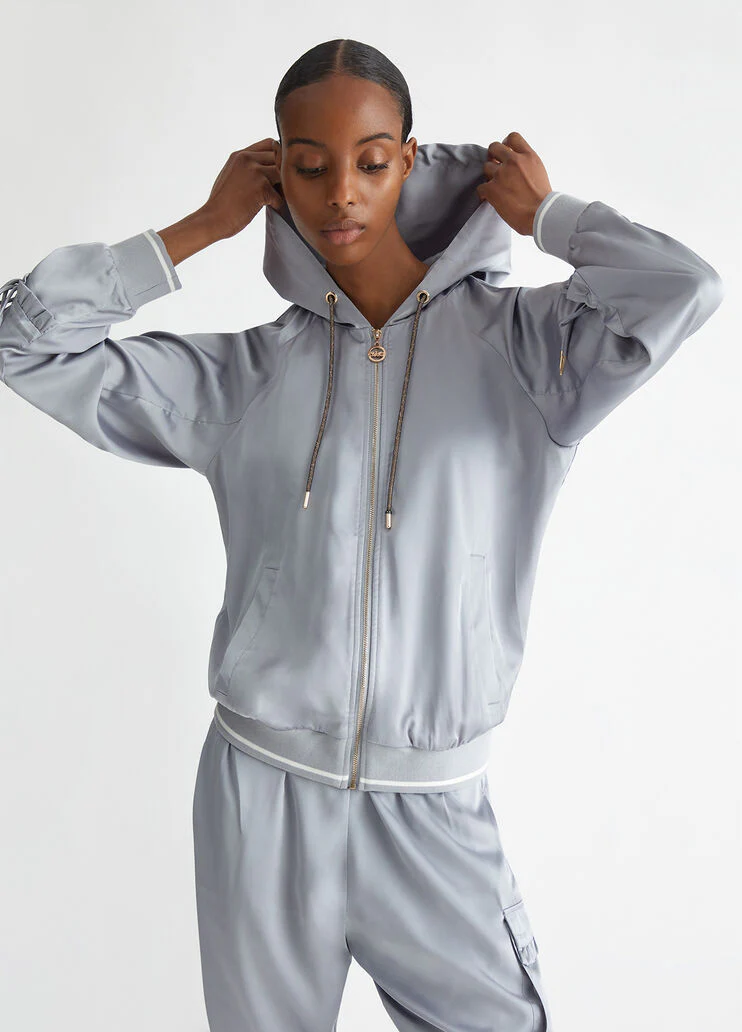 Satin hooded sweatshirt