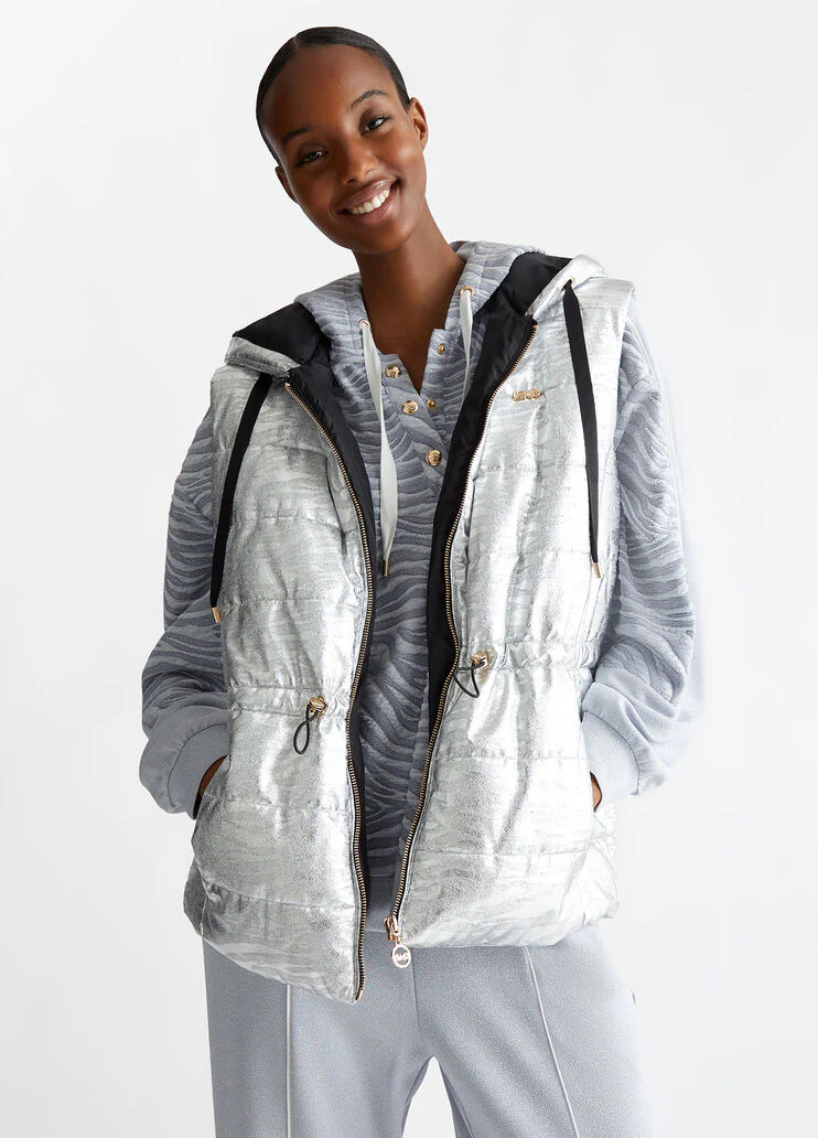 Padded animal-print gilet