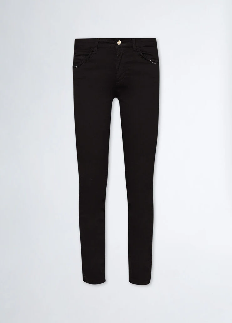 Bottom up trousers with rhinestones