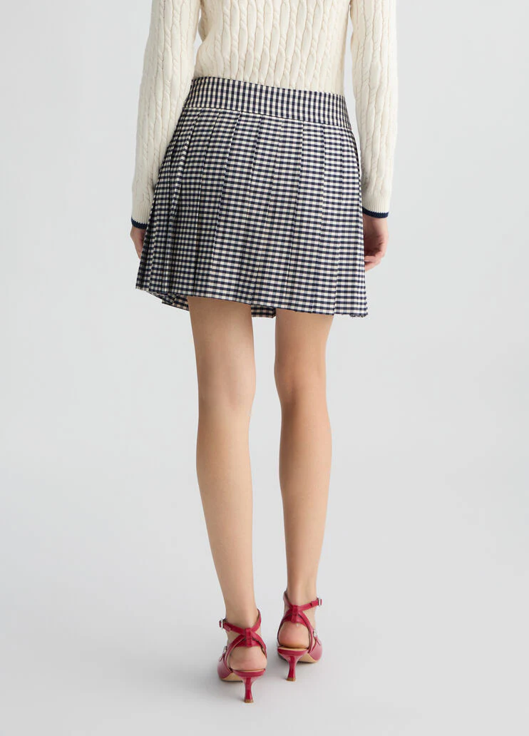 Pleated chequered miniskirt