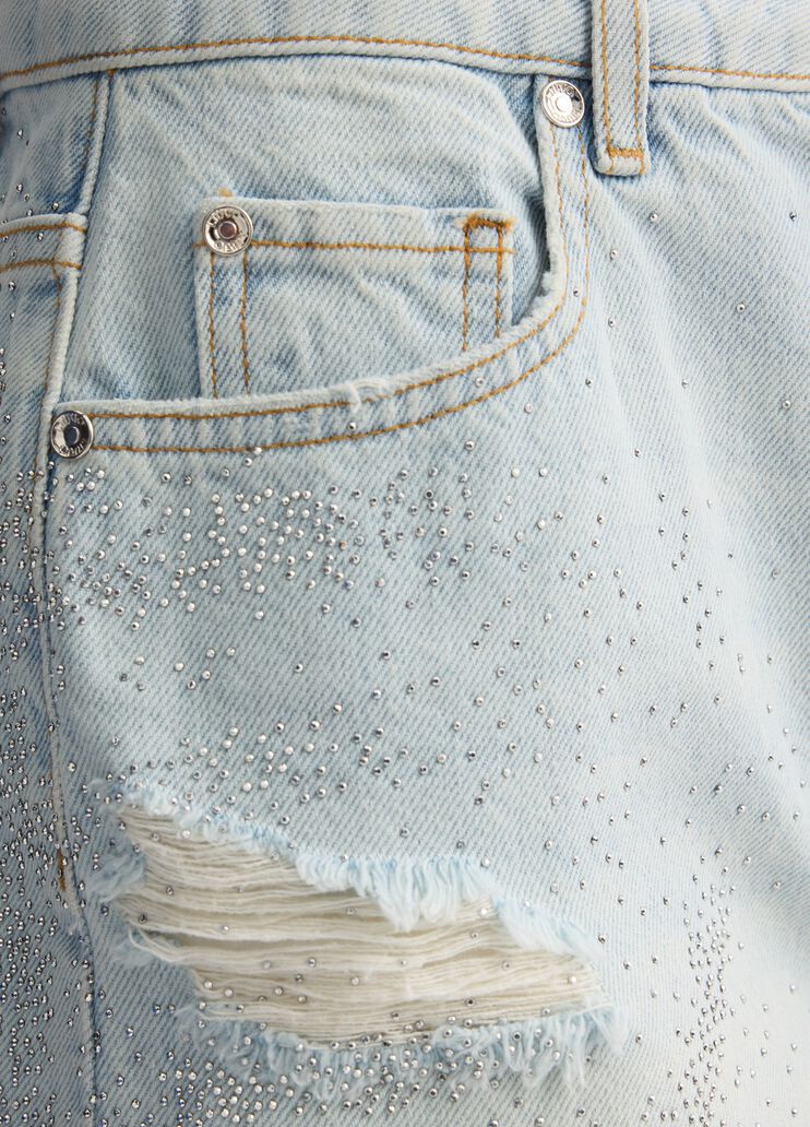 Denim shorts with gemstones