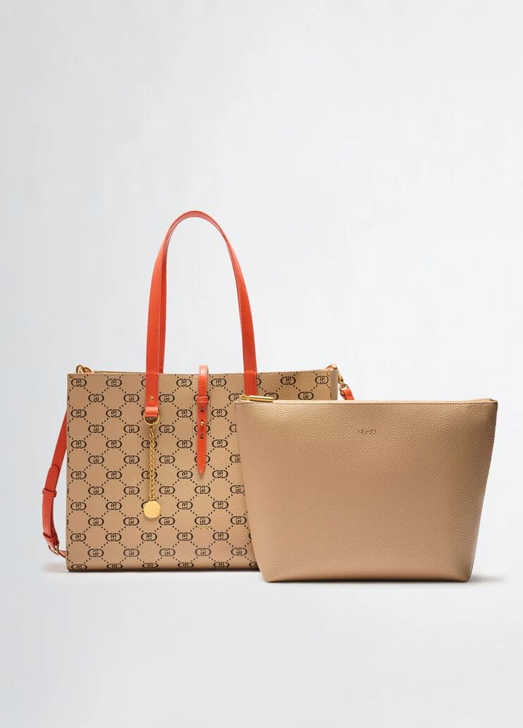 Beige tote bag with monogram logo