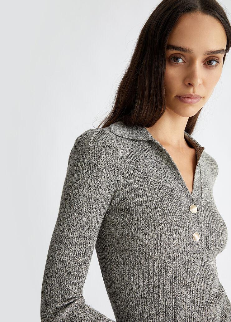 Lurex knit polo-shirt