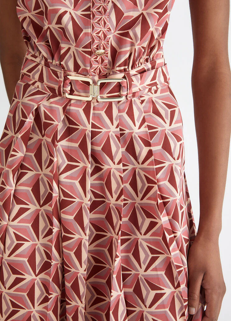 Printed twill shirt dress