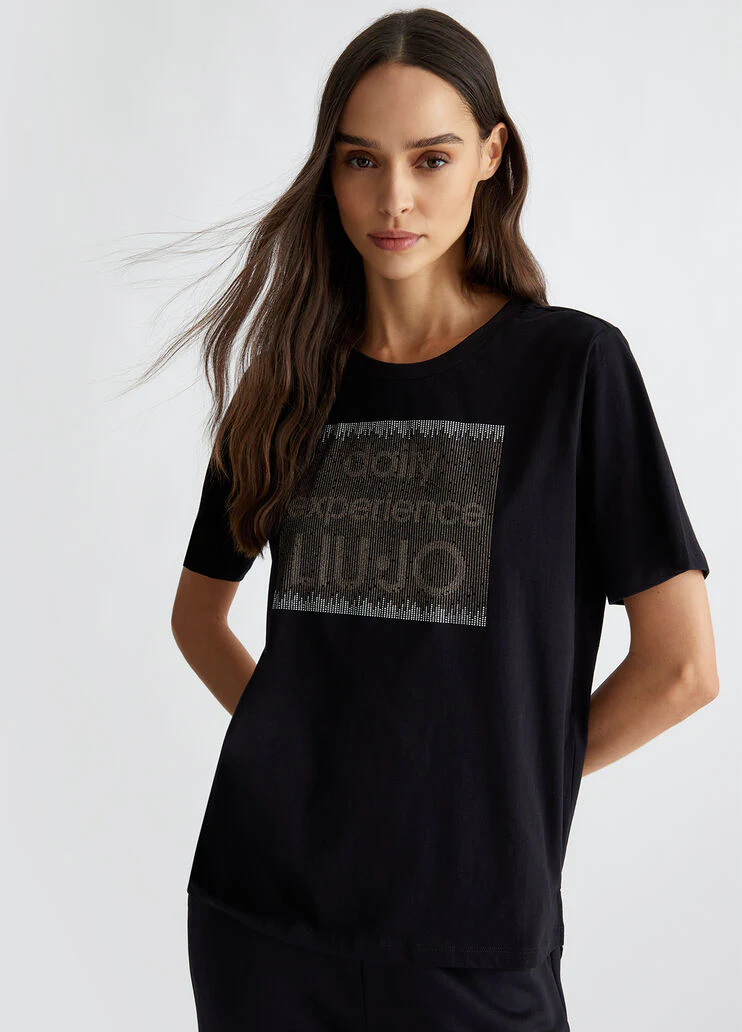 T-shirt with logo and gemstones