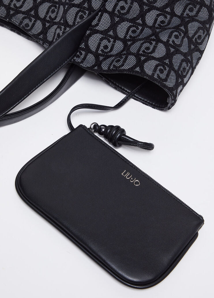 Jacquard shopping bag with logo