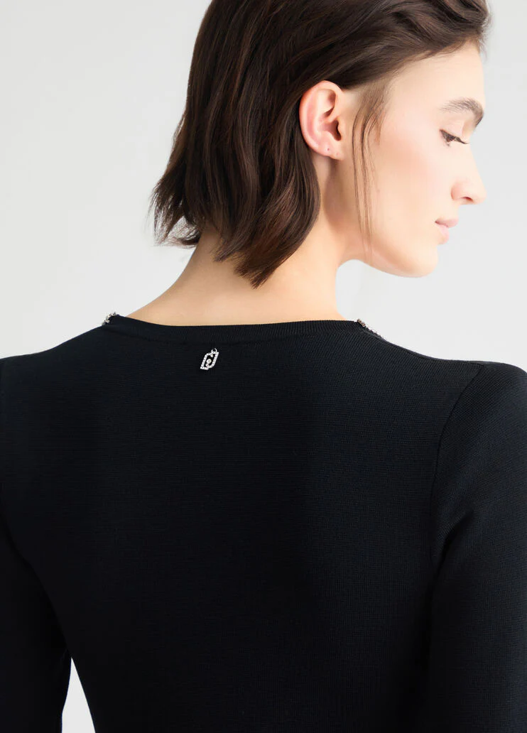 Knit dress with rhinestones