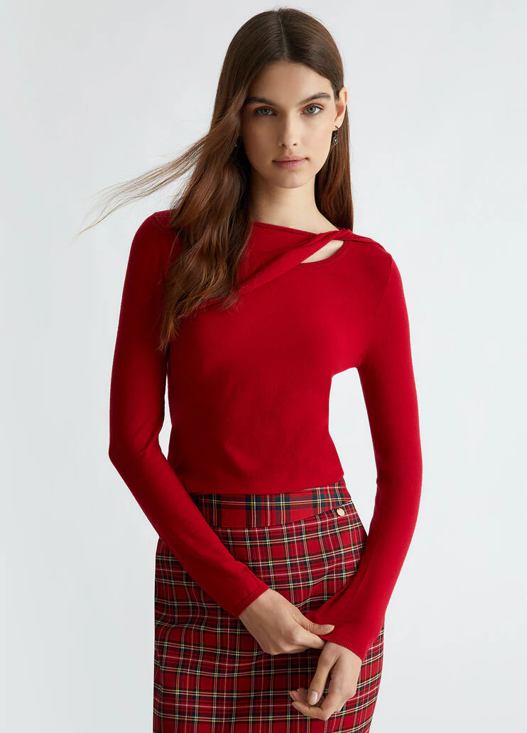 Red top with cut-out