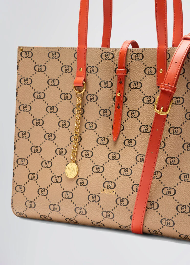 Beige tote bag with monogram logo