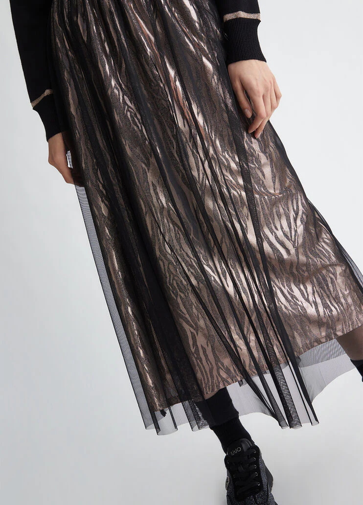 Animal-print jersey skirt